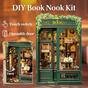 Fsolis Book Nook Kit, DIY Miniature House Room Kit for Adult Activity Mini Puzzle Booknooks Bookshel...