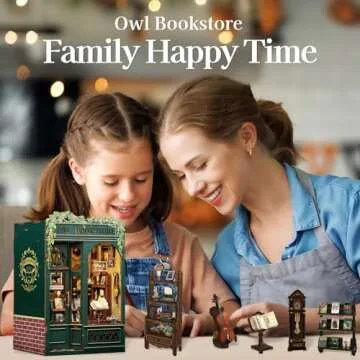 Fsolis Book Nook Kit, DIY Miniature House Room Kit for Adult Activity Mini Puzzle Booknooks Bookshelf Alley Decor Gifts for Women Teenagers Craft Lovers（OWL Bookstore）