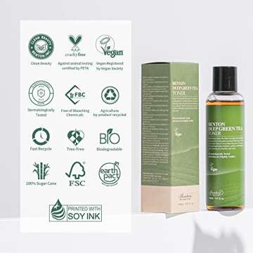BENTON Deep Green Tea Toner 150ml (5.07 fl.oz) - Green Tea Toner for Face | Toner for Sensitive Skin | Korean Toner for Face | Toner for Oily Skin