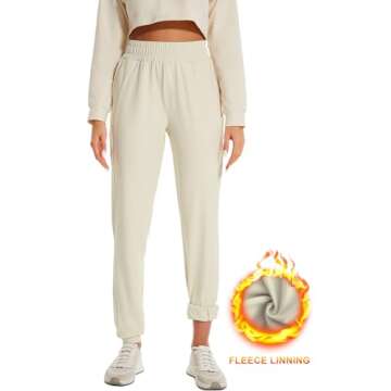 HOdo 32"/34"/36" Inseam Womens Tall Sweatpants Fleece Lined Long Joggers Workout Pants with Pockets Milky White