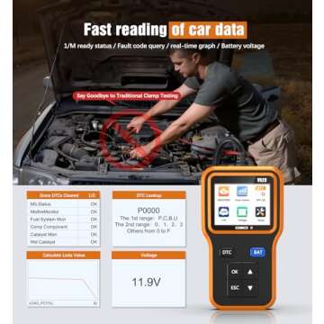 UMEIJA OBD2 Scanner - Diagnostic Tool with Battery Tester