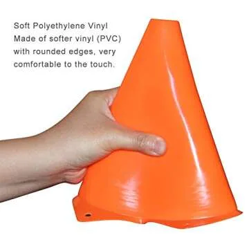 9 Inch Plastic Training Traffic Cones: 12 Pack for Sports