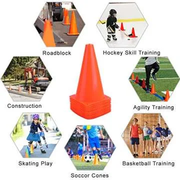 9 Inch Plastic Training Traffic Cones: 12 Pack for Sports