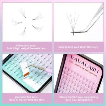 Eyelash Extensions 3D 4D 5D 6D 8D 9D 10D Thickness 0.07/0.1 C/D Curl Eyelashes Middle Stem & Long Stem Heat Bonded Premade Fans Russian Volume Lash Extensions Supplies (Middle Stem 5D-0.07-C-9mm)