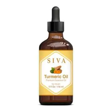 SIVA Turmeric Essential Oil - 4 Fl Oz – Natural Turmeric Oil - for Diffuser, Face, Skin Care, Aromatherapy, Hair Care, Scalp and Body Massage - with Dropper