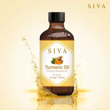 SIVA Turmeric Essential Oil - 4 Fl Oz – Natural Turmeric Oil - for Diffuser, Face, Skin Care, Aromatherapy, Hair Care, Scalp and Body Massage - with Dropper