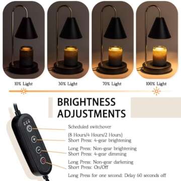 Marycele Candle Warmer Lamp with Timer, Cozy House Warming New Home Mothers Day Gifts for Mom, Black Modern Room Decor Aesthetic Vintage, Dimmable Wax Melt Warmer for Scented Wax with 2Bulbs, Black