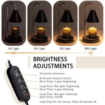 Marycele Candle Warmer Lamp with Timer, Cozy House Warming New Home Mothers Day Gifts for Mom, Black Modern Room Decor Aesthetic Vintage, Dimmable Wax Melt Warmer for Scented Wax with 2Bulbs, Black