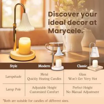 Marycele Candle Warmer Lamp with Timer, Cozy House Warming New Home Mothers Day Gifts for Mom, Black Modern Room Decor Aesthetic Vintage, Dimmable Wax Melt Warmer for Scented Wax with 2Bulbs, Black