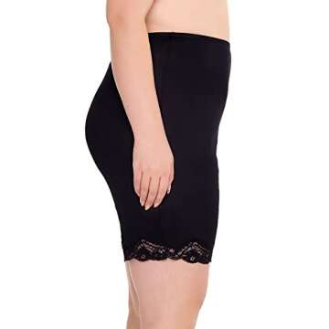 Ilusion Women's Short Slips 1037 - Lace Trimmed Slip Bloomers for Everyday Comfort in Black