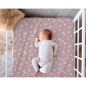 2-Pack Crib Sheet for Standard Crib & Toddler Mattress (Antique Rose) - Premium Fitted Baby Crib She...