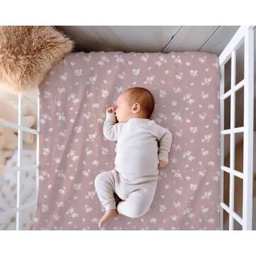 2-Pack Crib Sheet for Standard Crib & Toddler Mattress (Antique Rose) - Premium Fitted Baby Crib She...
