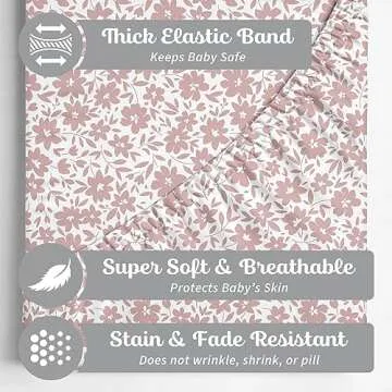 2-Pack Crib Sheet for Standard Crib & Toddler Mattress (Antique Rose) - Premium Fitted Baby Crib Sheets Girl - Buttery Soft Cotton Blend - Crib Mattress Sheets Fitted - Baby Bed Sheets