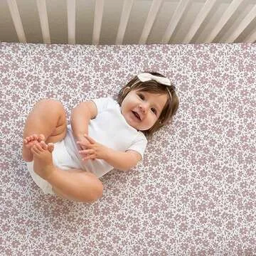 2-Pack Crib Sheet for Standard Crib & Toddler Mattress (Antique Rose) - Premium Fitted Baby Crib Sheets Girl - Buttery Soft Cotton Blend - Crib Mattress Sheets Fitted - Baby Bed Sheets
