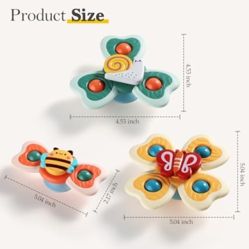 ALASOU 3PCS Suction Cup Spinner Toys for 1 Year Old Boy Girl|Spinning Top Baby Toys 12 18 Months|1 2 Year Old Boy Birthday Gift|Baby Bath Toys for Kids Ages 1-3|Sensory Toys for Toddlers 1-3