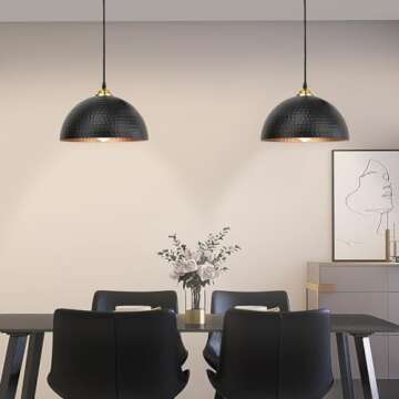 Industrial Pendant Light Fixture - Set of 2 Adjustable Black