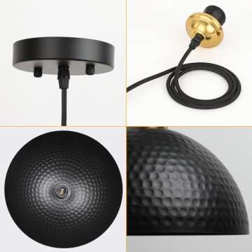 Industrial Pendant Light Fixture - Set of 2 Adjustable Black