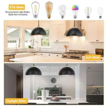 Industrial Pendant Light Fixture - Set of 2 Adjustable Black