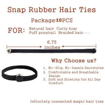 FEEZENT 10PCS High Elasticity Snap Hair Ties for Thick Hair Natural Curly Hair and Braids| Connectab...