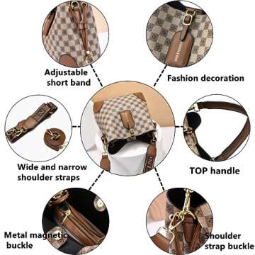 PHEVOS Women Purse and Handbags Tote Bags Fashion Ladies Satchel Shoulder Bag Top Handle Hobo Purse(Khaki)