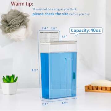 Laundry-Detergent-Dispenser for Laundry Room,Fabric Softener Dispenser,40oz Liquid Detergent Container,Laundry Organizer Room Organization with 6 Labels,2 Pack