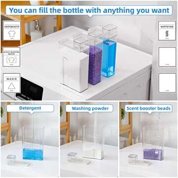 Laundry-Detergent-Dispenser for Laundry Room,Fabric Softener Dispenser,40oz Liquid Detergent Container,Laundry Organizer Room Organization with 6 Labels,2 Pack