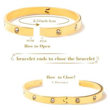UIIZBRW Gold Bracelets for Women Stainless Steel Bracelet 18K Love Bangle for women Cubic Zirconia Cuff Gold Bangle Set Fashion Jewelry Gifts