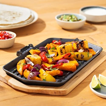 Navaris Sizzling Cast Iron Skillet Set - Fajita Grill Pan