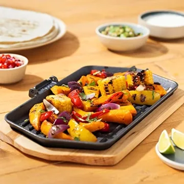 Navaris Sizzling Cast Iron Skillet Set - Fajita Grill Pan