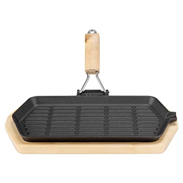 Navaris Sizzling Cast Iron Skillet Set - Fajita Grill Pan