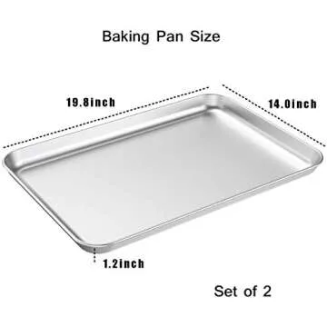 Baking Sheet Set of 2, Wildone Stainless Steel Baking Tray Cookie Pan, Size 20 x 14 x 1 Inch, Non To...