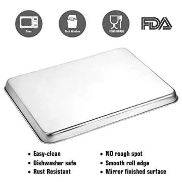 Baking Sheet Set of 2, Wildone Stainless Steel Baking Tray Cookie Pan, Size 20 x 14 x 1 Inch, Non Toxic & Heavy Duty & Easy Clean