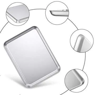 Baking Sheet Set of 2, Wildone Stainless Steel Baking Tray Cookie Pan, Size 20 x 14 x 1 Inch, Non Toxic & Heavy Duty & Easy Clean