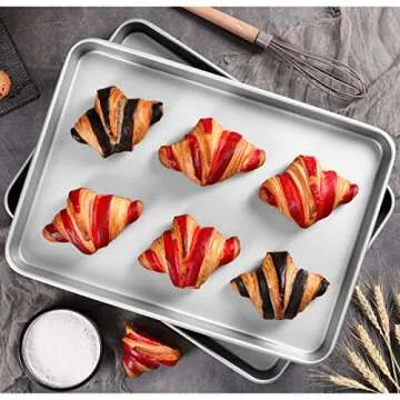 Baking Sheet Set of 2, Wildone Stainless Steel Baking Tray Cookie Pan, Size 20 x 14 x 1 Inch, Non Toxic & Heavy Duty & Easy Clean