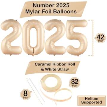 KatchOn, Giant Caramel 2025 Balloon Numbers - Large 42 Inch, 2025 Balloons Caramel | 2025 Caramel Ba...