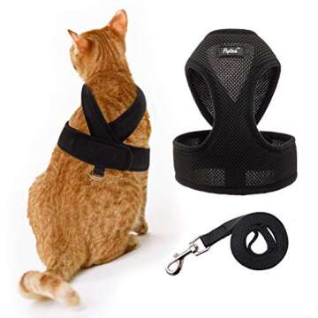 PUPTECK Breathable Cat Harness and Leash Set Escape Proof - Safety Reflective at Night, Pet Vest Harness for Small Medium Breed Kitty Kitten Outdoor Walking, Soft, Comfortable (X-Large, Black)
