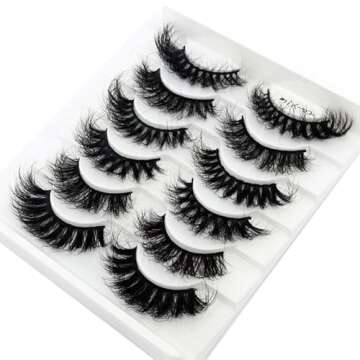 HBZGTLAD 6 Pairs Cat-Eye Fluffy Faux Mink Lashes