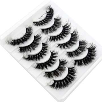 HBZGTLAD 6 Pairs Cat-Eye Fluffy Faux Mink Lashes