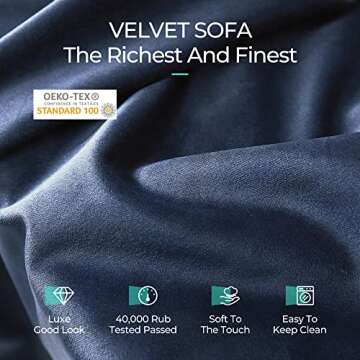 LINSY HOME Modular Sectional Sofa, Velvet Sectional Sofa Couch with Memory Foam, U Shape 6 Seat Modular Sectionals, Sleeper Sofa Couches with Chaise for Living Room, Blue