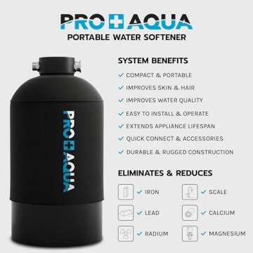 PRO+AQUA 16,000 Grain Portable Water Softener for RV, Trailers, Boats, Mobile Car Wash, Pressure Was...