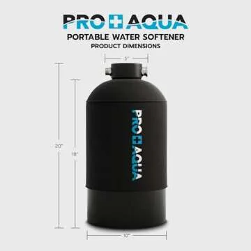 PRO+AQUA 16,000 Grain Portable Water Softener for RV, Trailers, Boats, Mobile Car Wash, Pressure Wash – Protects Water Systems from Hard Water Damage and Corrosion, with Pre-Filled High-Capacity Resin