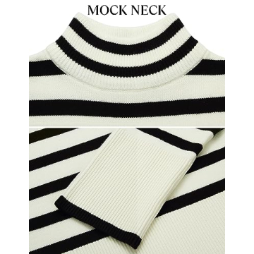 ZESICA Women's Chic Long Sleeve Striped Pullover Sweater