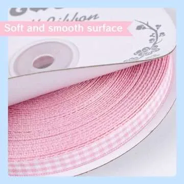VGOODALL Pink Gingham Ribbon for Crafts and Gifts