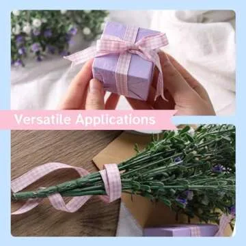 VGOODALL Pink Gingham Ribbon for Crafts and Gifts