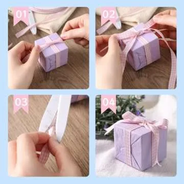 VGOODALL Pink Gingham Ribbon for Crafts and Gifts