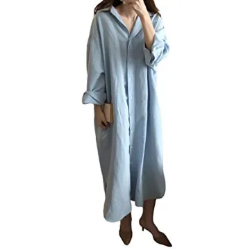 GGUHHU Women's Light Blue Cotton Maxi Dress for All Occasions