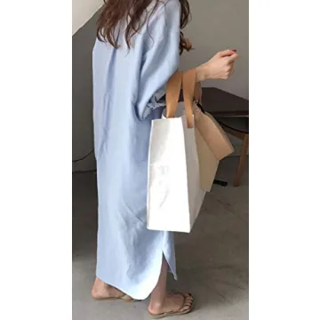 GGUHHU Women's Light Blue Cotton Maxi Dress for All Occasions