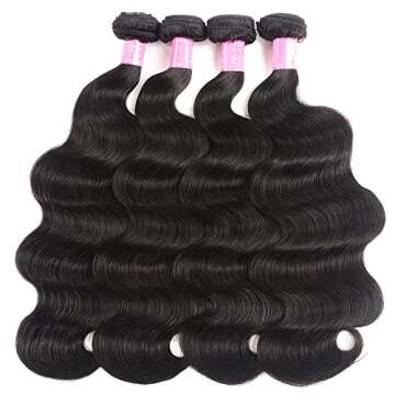 YISEA Human Hair Bundles Body Wave 4 Bundles (30 28 26 24 inches) 12A Grade Brazilian Virgin 100% Un...