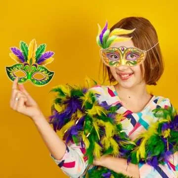 16Pcs Mardi Gras Masks - Colorful Masquerade Decorations for Parties