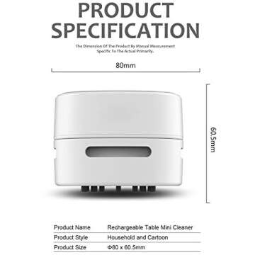 ODISTAR Desktop Vacuum Cleaner, Mini Table Dust Sweeper with High Endurance Up to 400 Mins